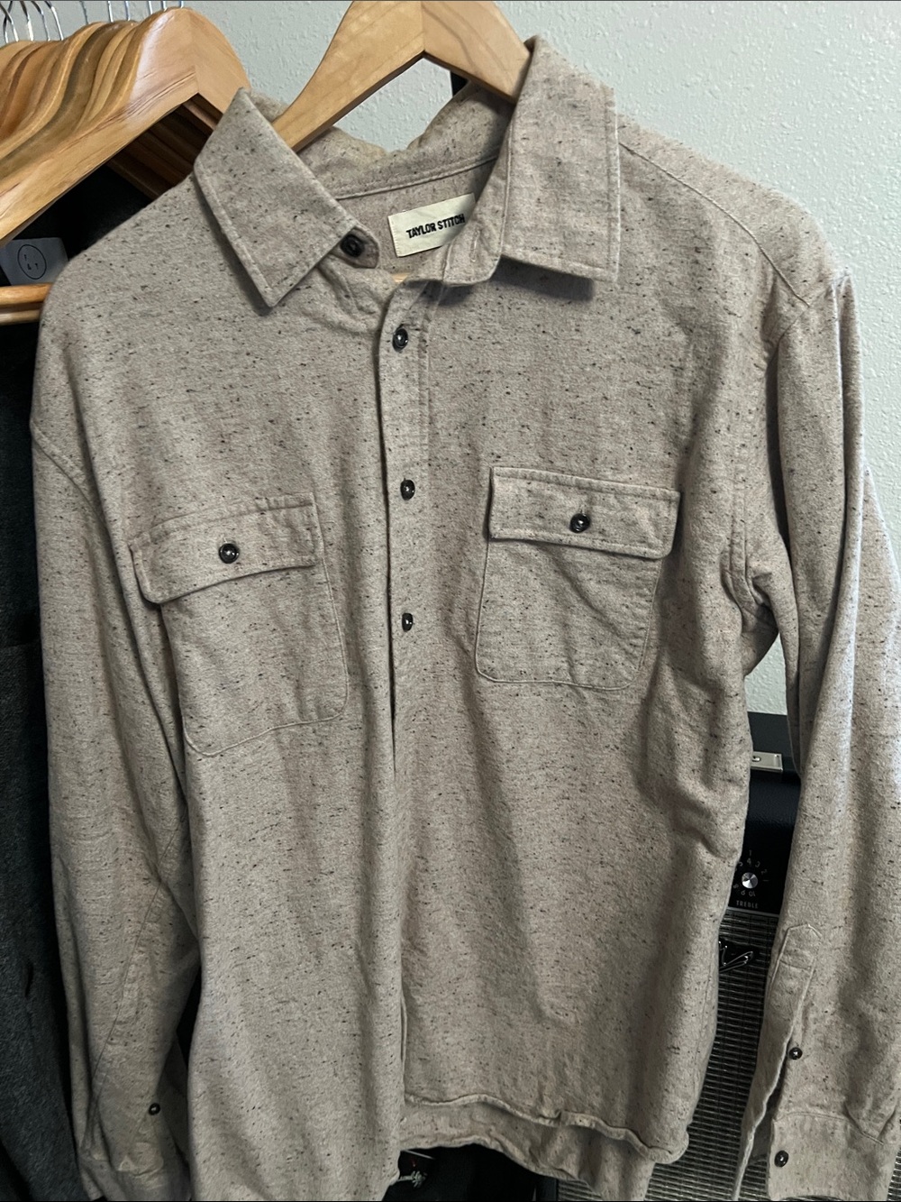 Taylor Stitch Men’s Button-Front Casual Shirt Jacket - Oatmeal Speckle